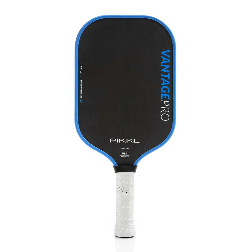 11SIX24 Vantage Power 16 pickleball paddle, front face — elongated shape, Raw carbon fiber hitting surface