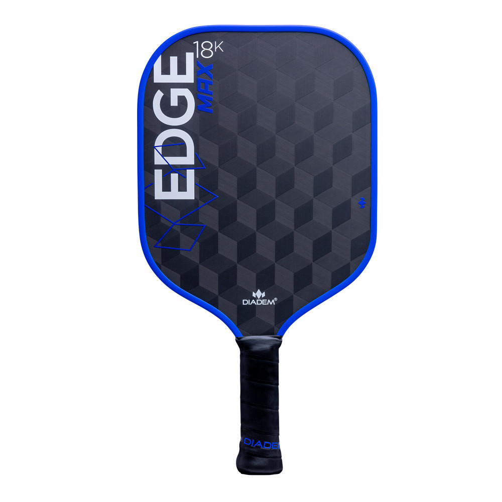 Diadem Edge 18K V2 pickleball paddle, front face — elongated shape, Textured 18K raw carbon hitting surface