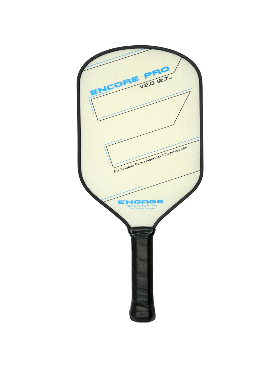 Engage Encore Pro EX pickleball paddle, front face — standard shape, Fiberglass composite hitting surface