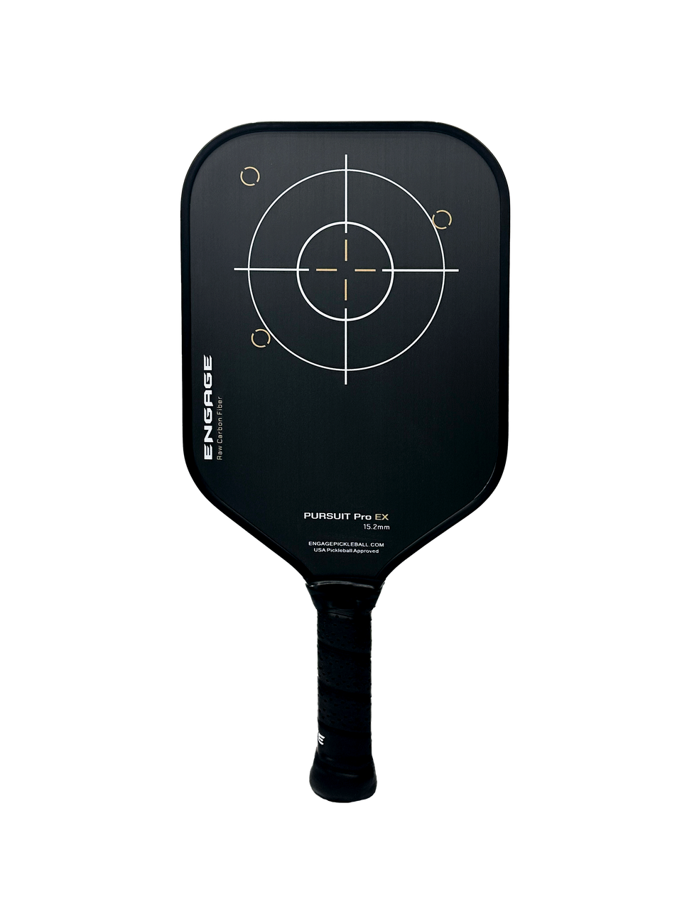 Engage Pursuit Pro EX 16 pickleball paddle, front face — elongated shape, Textured graphite hitting surface