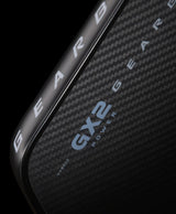 Close-up of the edge guard and bumper on the Gearbox GX2 Power Elongated pickleball paddle