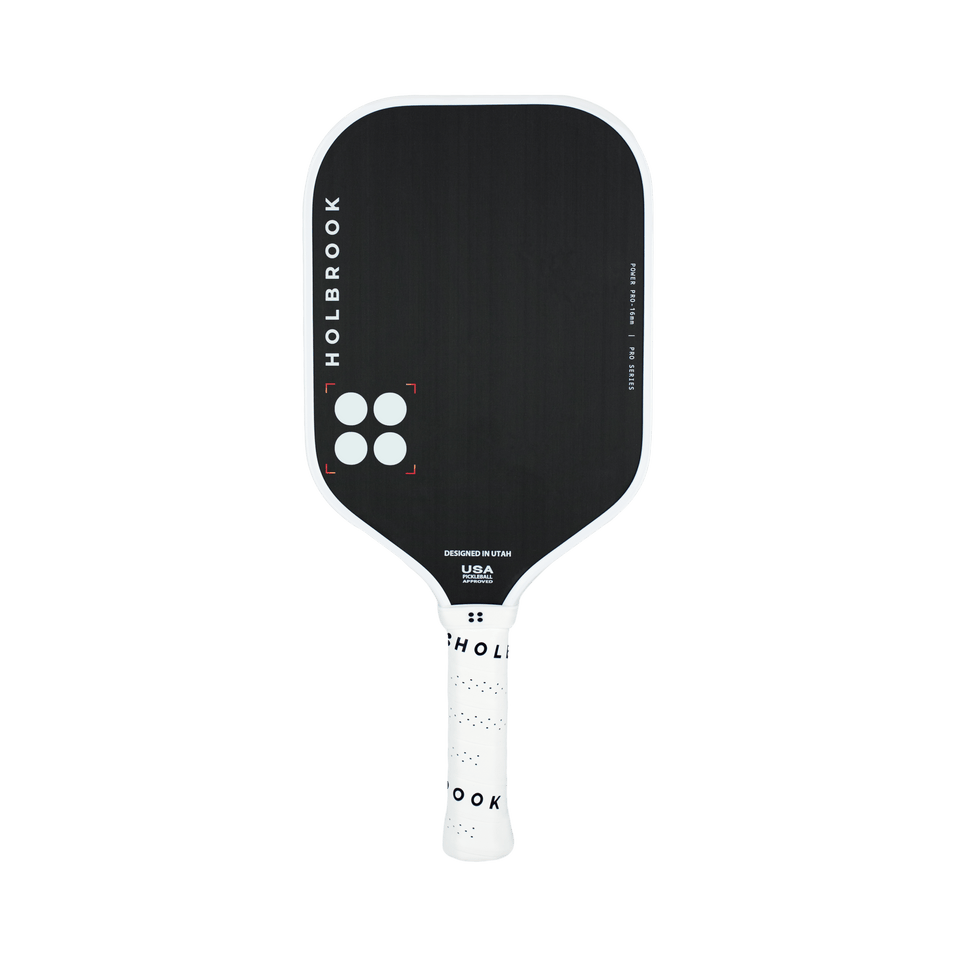 Holbrook Pickleball Power Pro X 14 pickleball paddle, front face — hybrid shape, Raw carbon fiber hitting surface