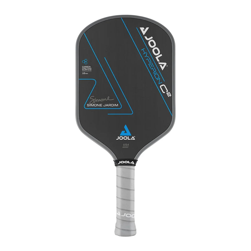 JOOLA Hyperion C2 CFS 16 pickleball paddle, front face — elongated shape, Charged Carbon Surface Technology hitting surface