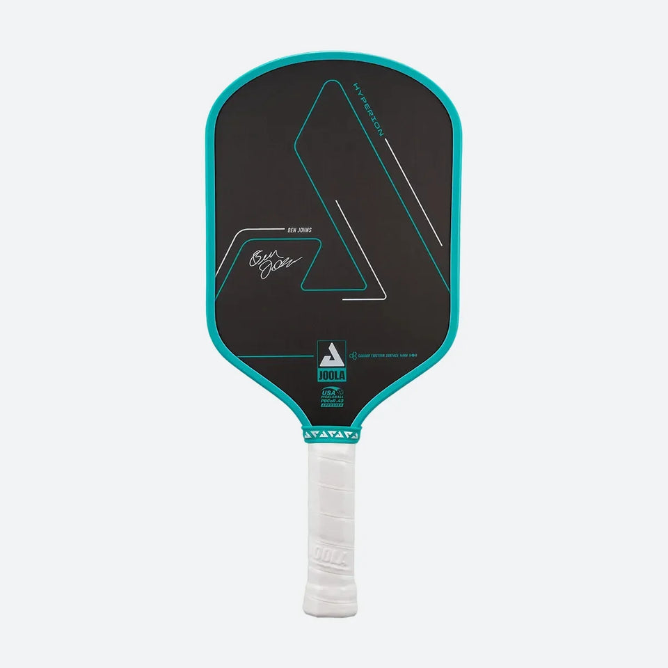 JOOLA Hyperion CFS 16 pickleball paddle, front face — elongated shape, Raw carbon friction hitting surface