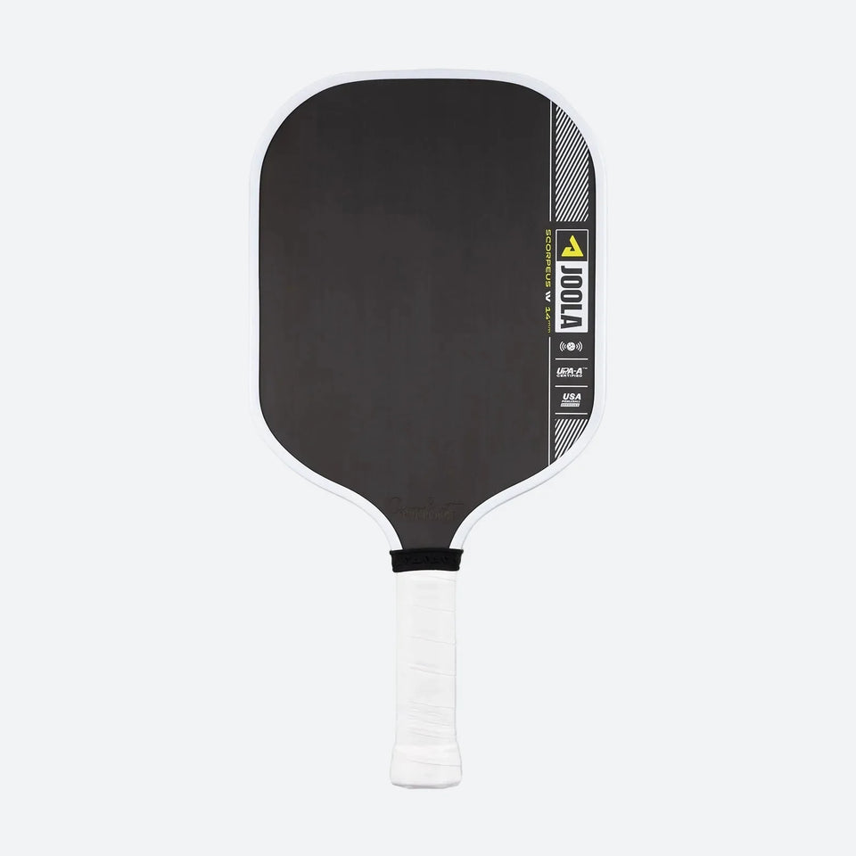 JOOLA Perseus Pro IV 14 pickleball paddle, front face — elongated shape, Charged Carbon Surface Technology hitting surface