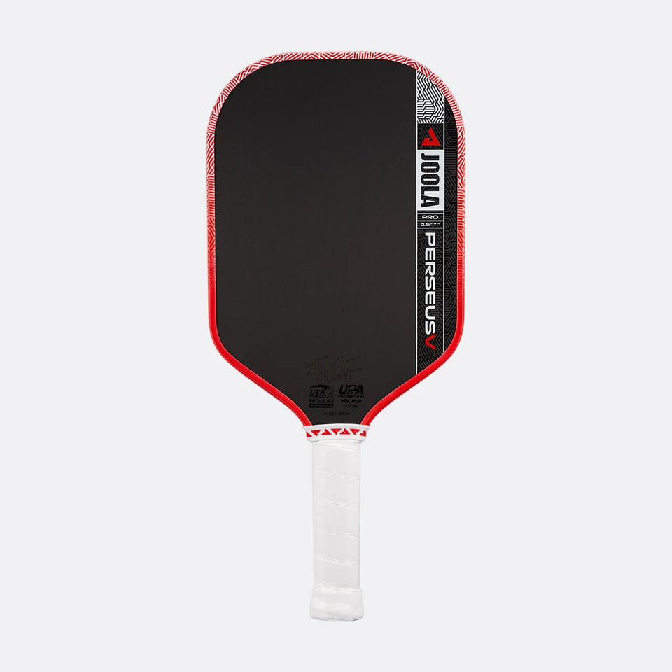 JOOLA Perseus Pro V 16 pickleball paddle, front face — hybrid shape, Raw Toray T700 carbon hitting surface
