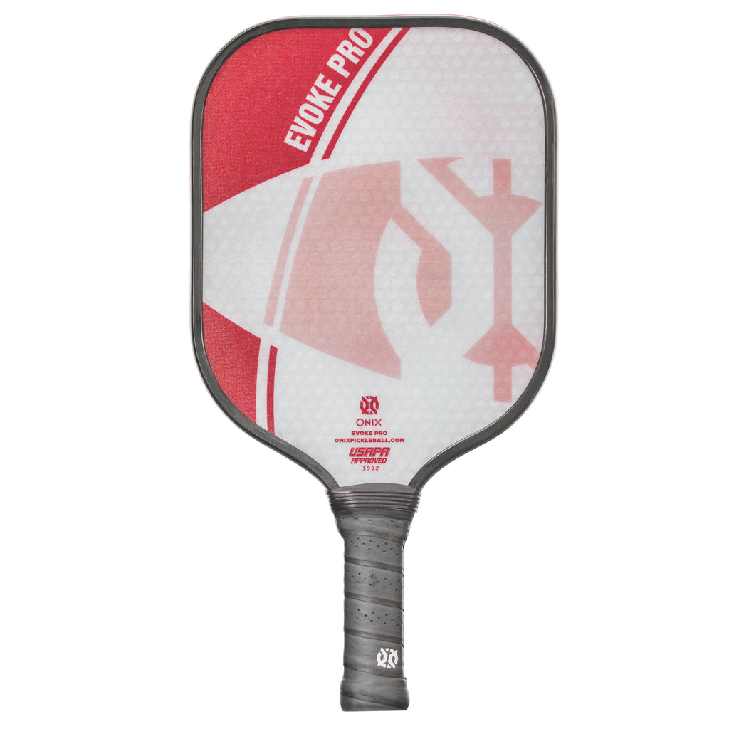 ONIX Evoke Pro Carbon 16 pickleball paddle, front face — standard shape, Raw carbon fiber hitting surface