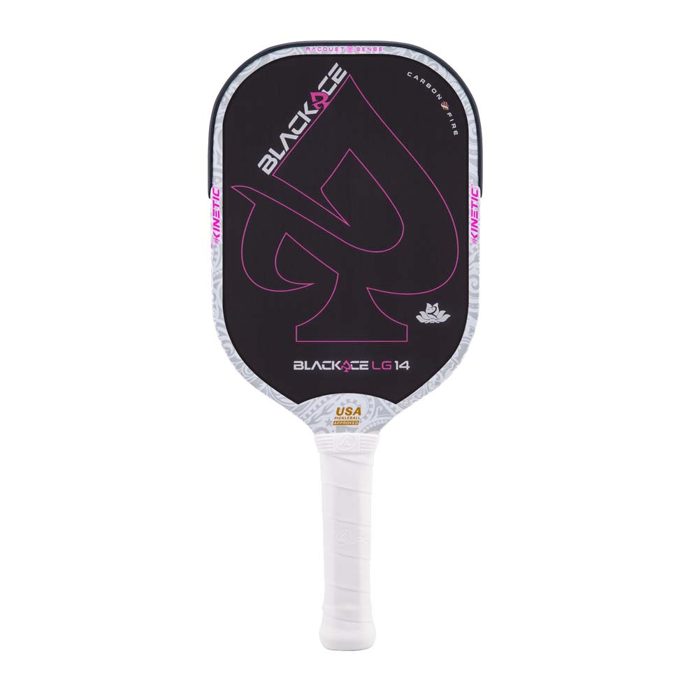 ProKennex Black Ace LG pickleball paddle, front face — elongated shape, Textured carbon hitting surface