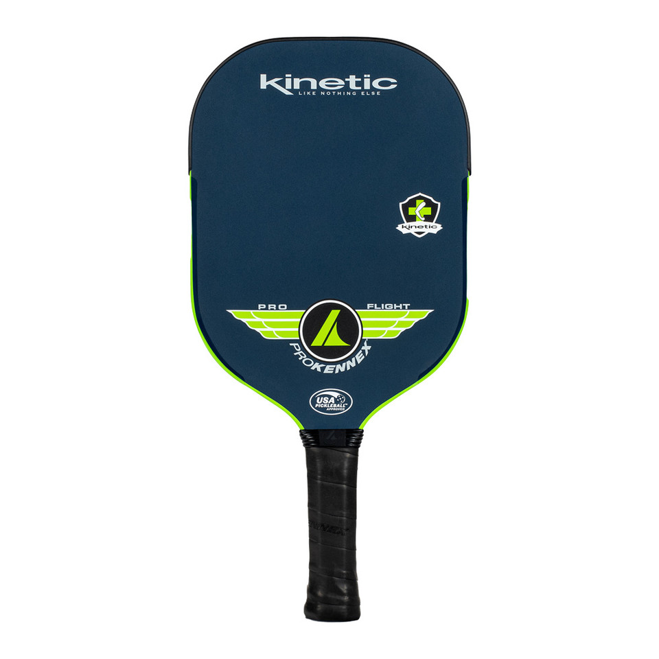 ProKennex Kinetic Pro Flight pickleball paddle, front face — standard shape, Carbon with Diamond Frost texture hitting surface