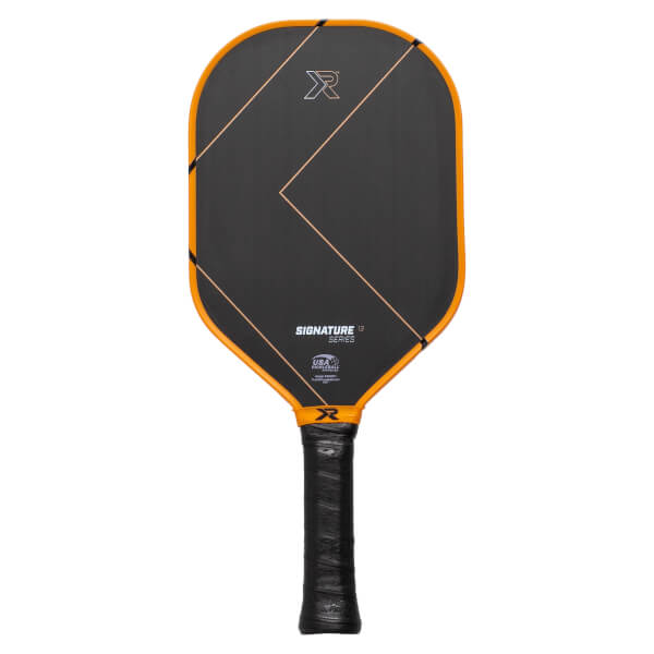 ProXR Signature 13 pickleball paddle, front face — elongated shape, 3K Carbon Fiber Weave with Grit Finish hitting surface