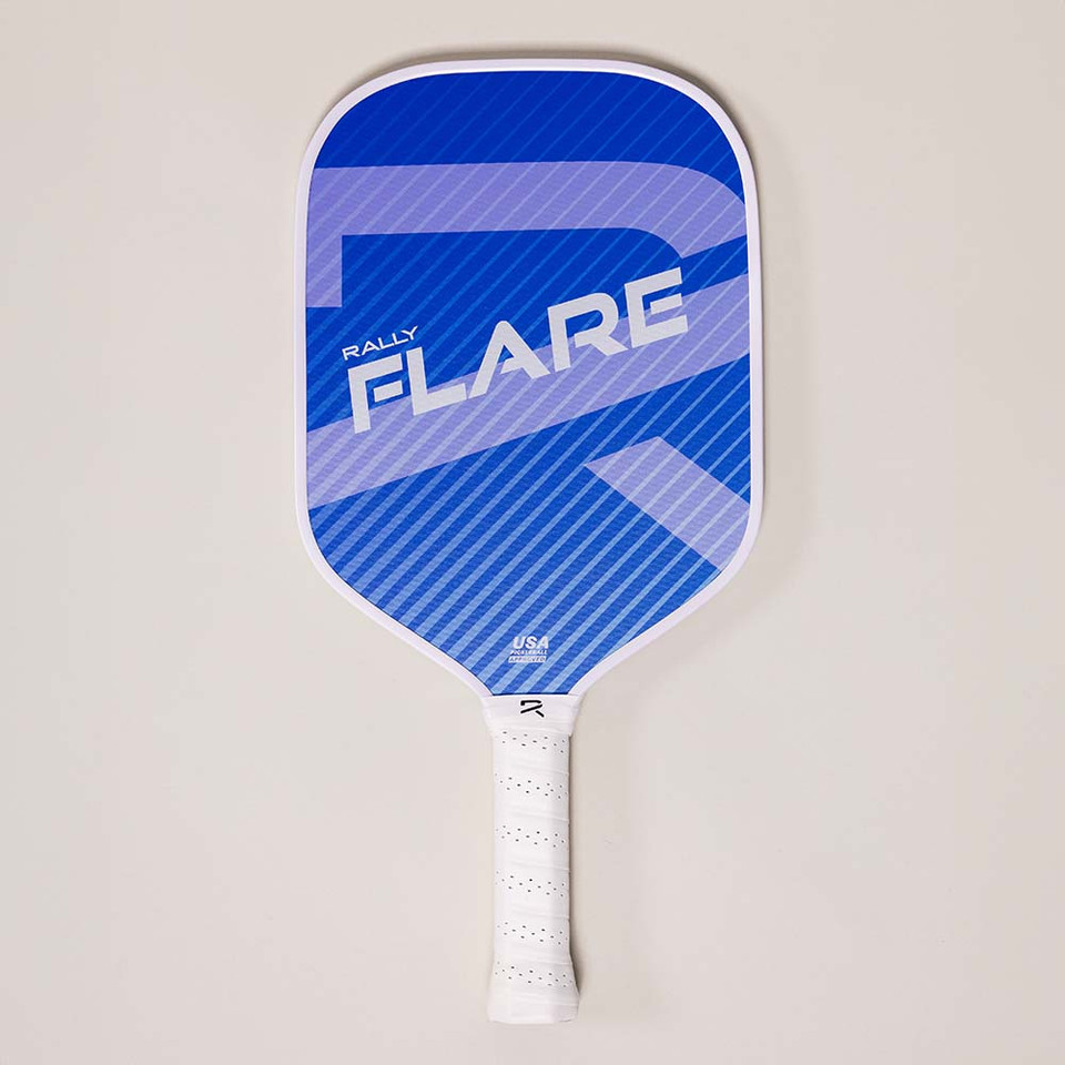 Rally Flare Graphite pickleball paddle, front face — standard shape, Carbon fiber with peel-ply texture hitting surface