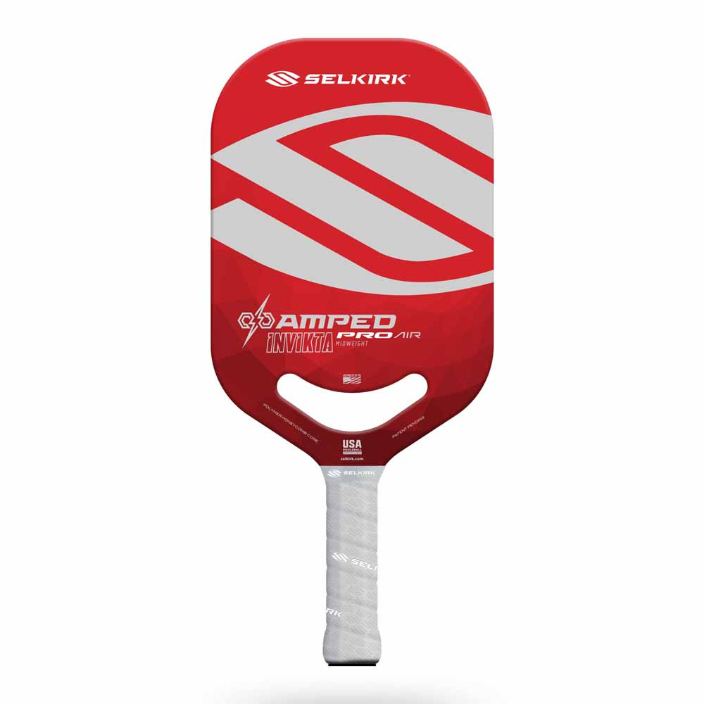 Selkirk AMPED Pro Air Invikta shown at scale — 16.5 in long by 7.5 in wide, 8 oz