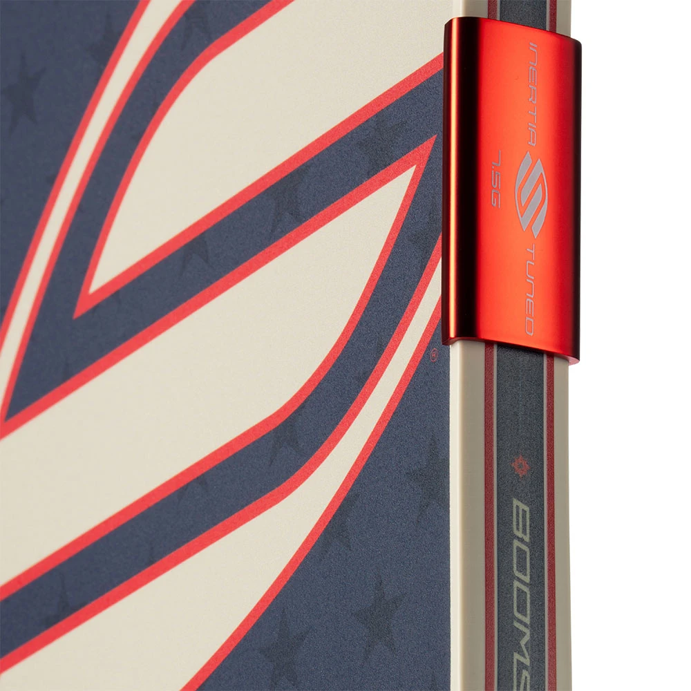 Close-up of the edge guard and bumper on the Selkirk Labs Project Boomstik Elongated 16 pickleball paddle