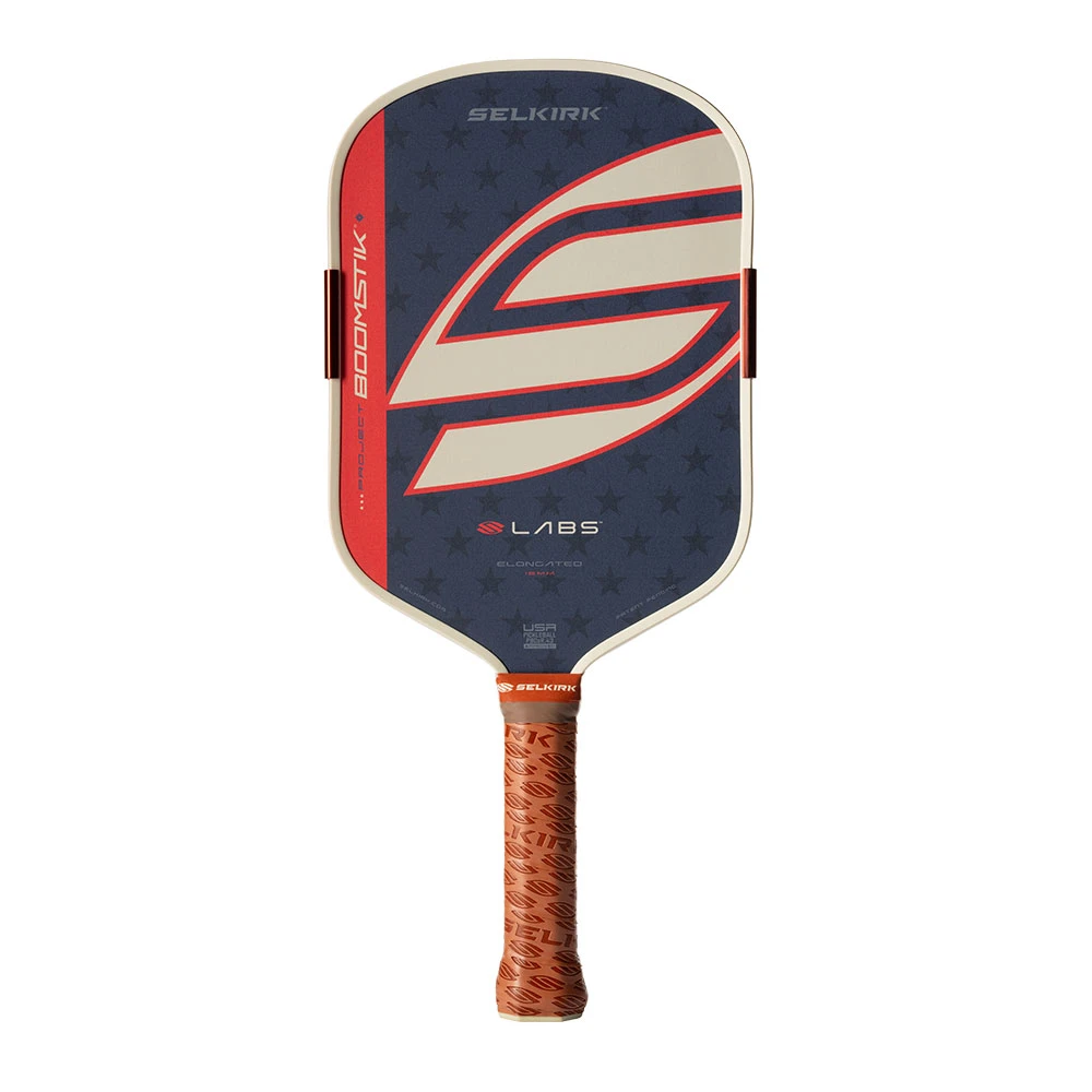 Selkirk Labs Project Boomstik Elongated 16 pickleball paddle, front face — elongated shape, Multistrata T700 carbon with InfiniGrit hitting surface