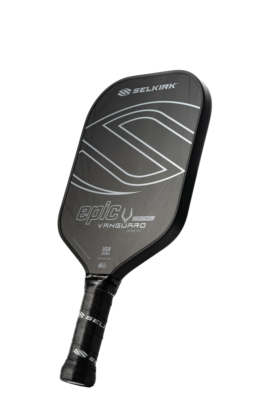 Selkirk Vanguard 2.0 Invikta pickleball paddle, front face — elongated shape, FiberFlex fiberglass hitting surface