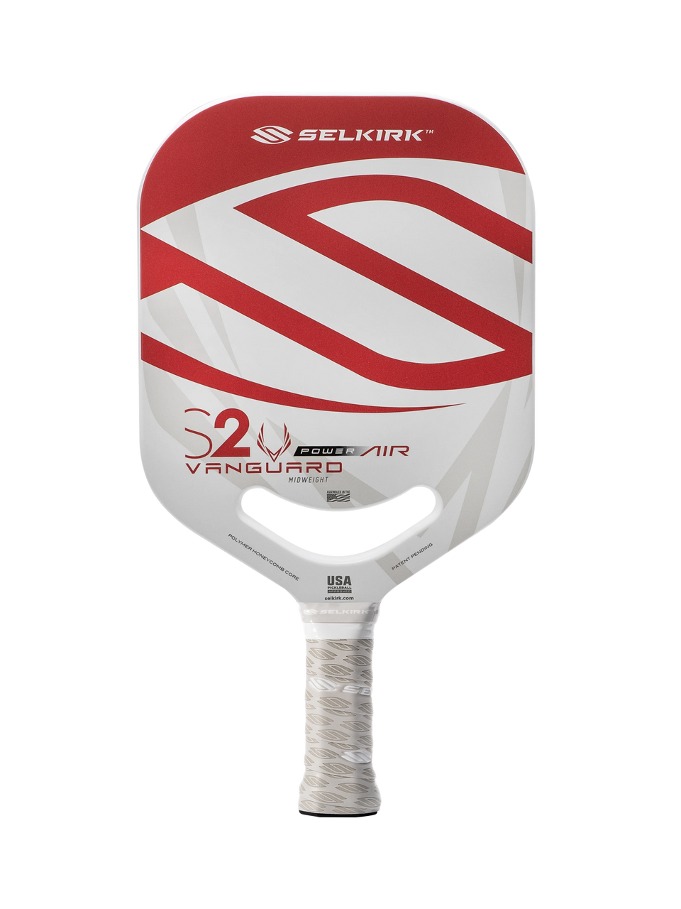 Selkirk Vanguard Power Air pickleball paddle, front face — elongated shape, Quadcarbon hitting surface
