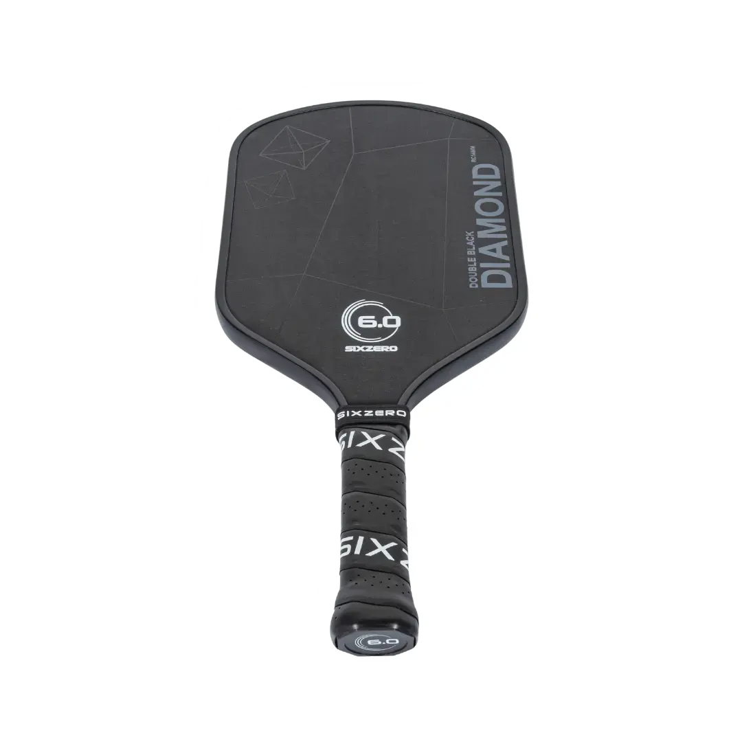 Close-up of the edge guard and bumper on the Six Zero Double Black Diamond Control pickleball paddle
