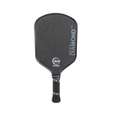 Six Zero Double Black Diamond Control pickleball paddle, front face — widebody shape, Raw T700 carbon hitting surface