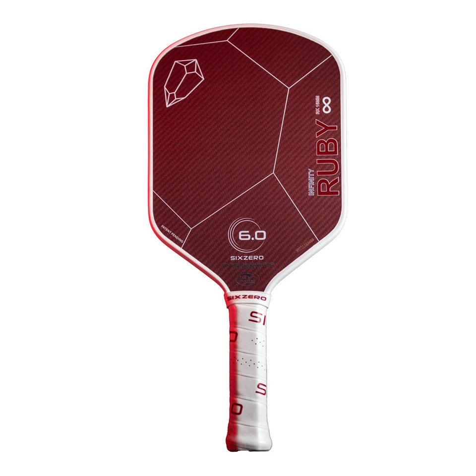 Six Zero Infinity Ruby 16 pickleball paddle, front face — hybrid shape, Aramid fiber hitting surface