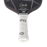 Close-up of the edge guard and bumper on the Six Zero Quartz Hybrid 16 pickleball paddle