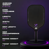 Vatic Pro Prism Flash shown at scale — 16.3 in long by 7.6 in wide, 8 oz