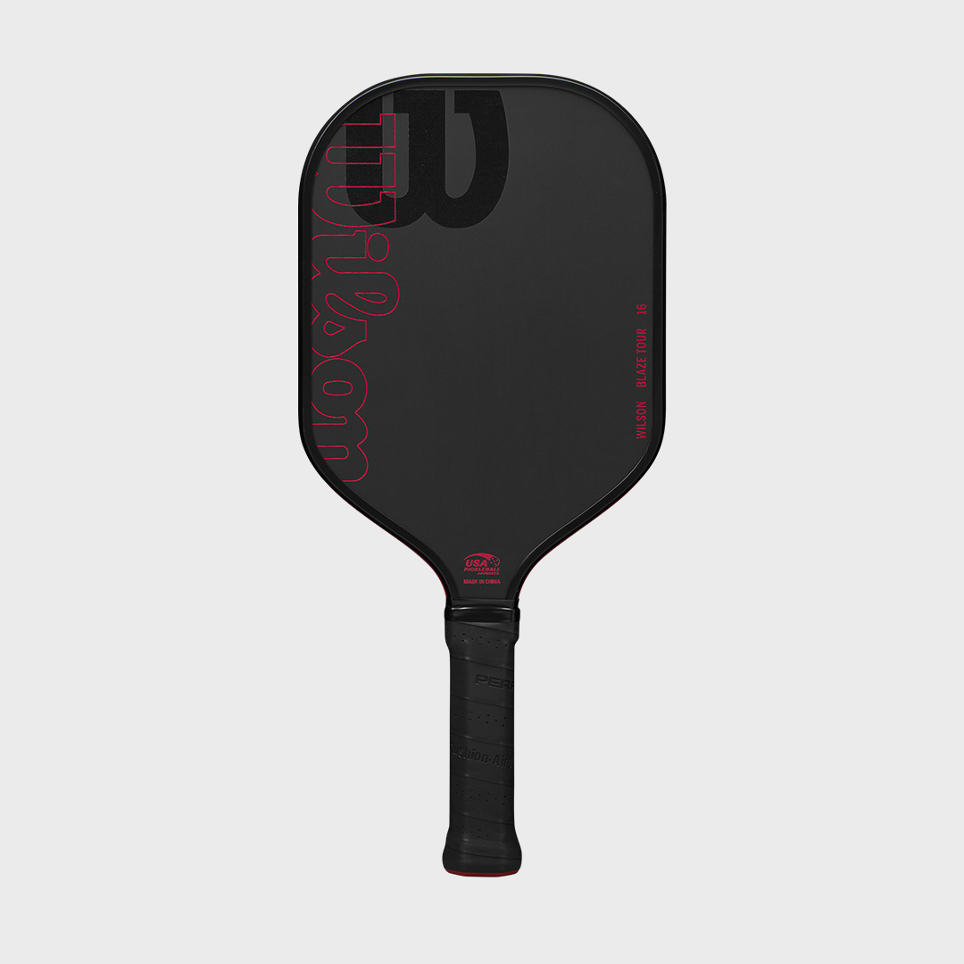 Wilson Blaze Pro 16 pickleball paddle, front face — elongated shape, Raw carbon fiber hitting surface